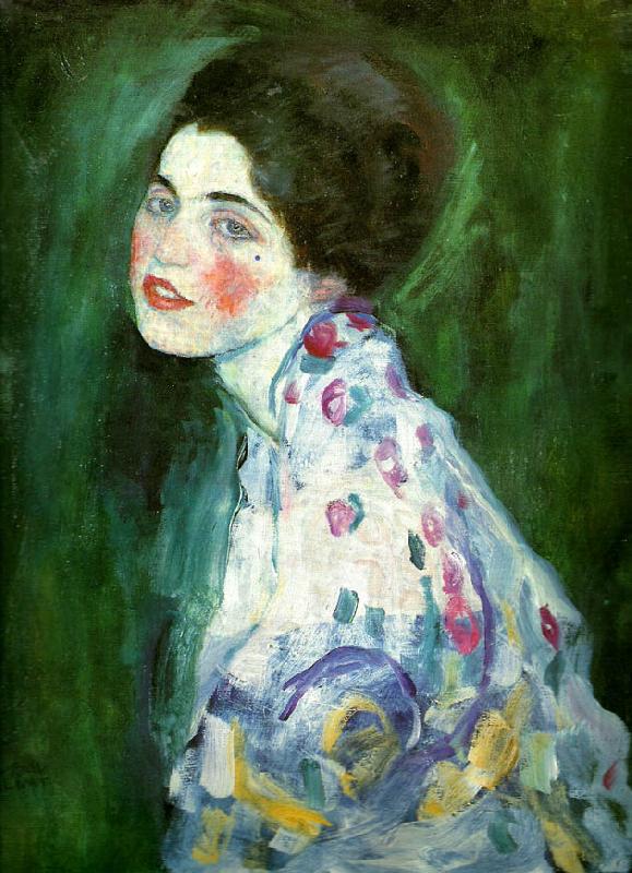 Gustav Klimt kvinnoportratt oil painting image